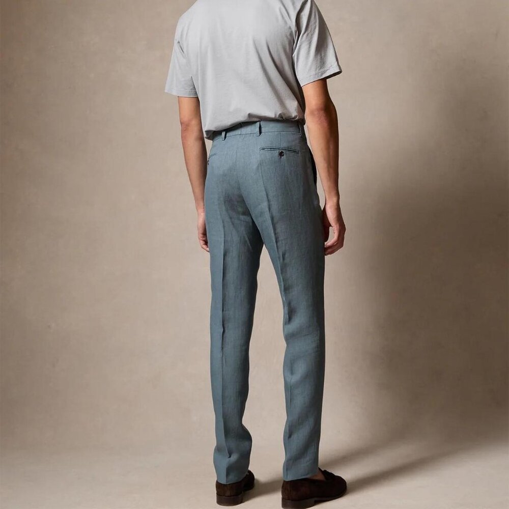 Todd Snyder ITALIAN LINEN SUTTON TROUSER IN Wine - Picture 3 of 5
